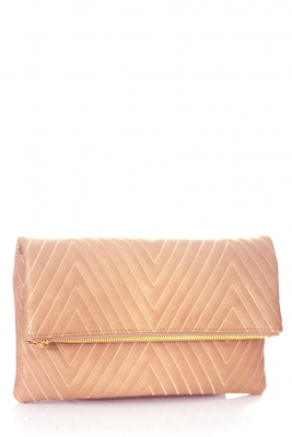 Stitched Deigned Faux Leather Clutch A048QA 39019  Stone